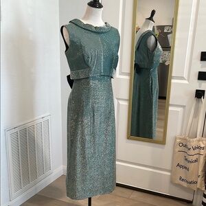 Vintage Sparkly Lame Textured Midi Cocktail Dress